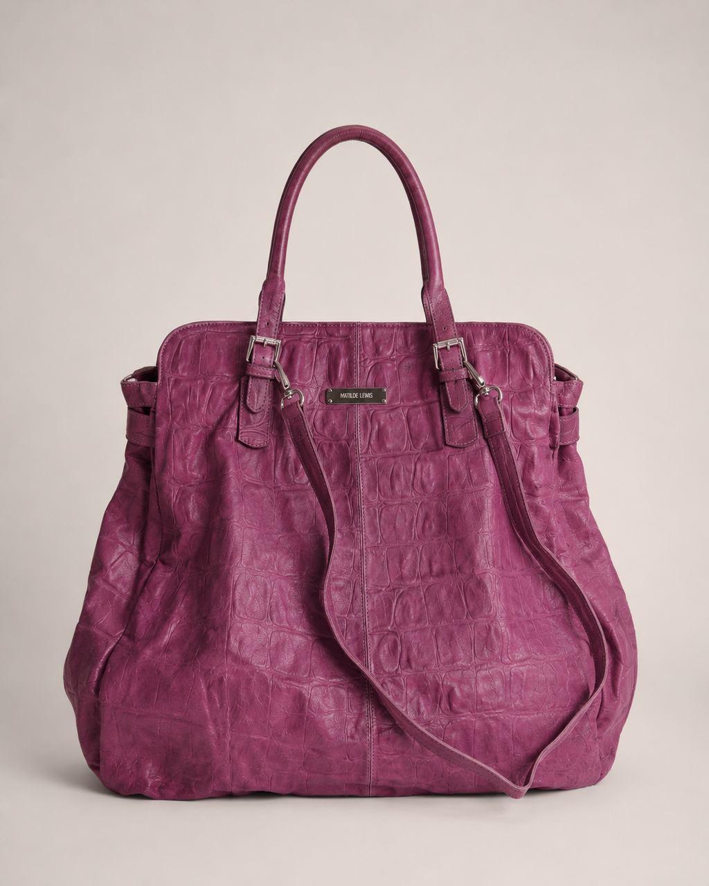 Antonello Serio Magenta Croc Shoulder Bag