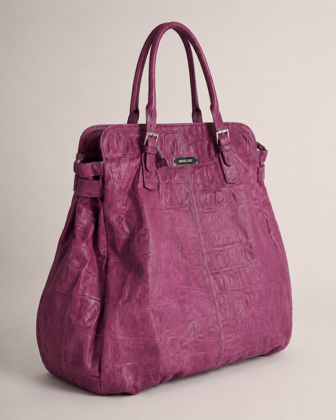 Antonello Serio Magenta Croc Shoulder Bag