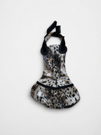 Animal-Print Bubble Hem Halter Dress