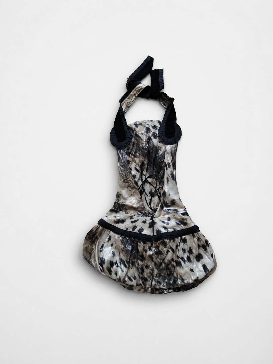 Animal-Print Bubble Hem Halter Dress