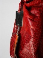 Furla Python-Effect Leather Handbag in Burgundy