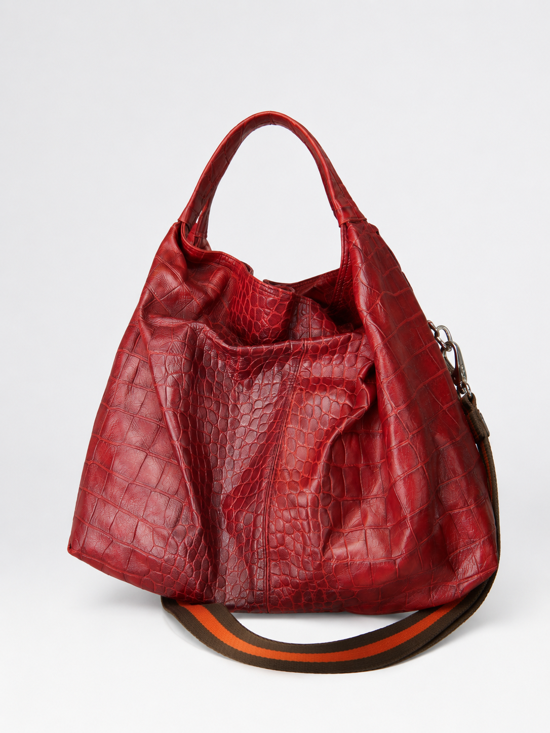 Furla Python-Effect Leather Handbag in Burgundy