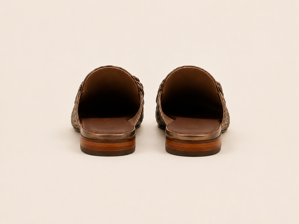 Woven Bronze Mules