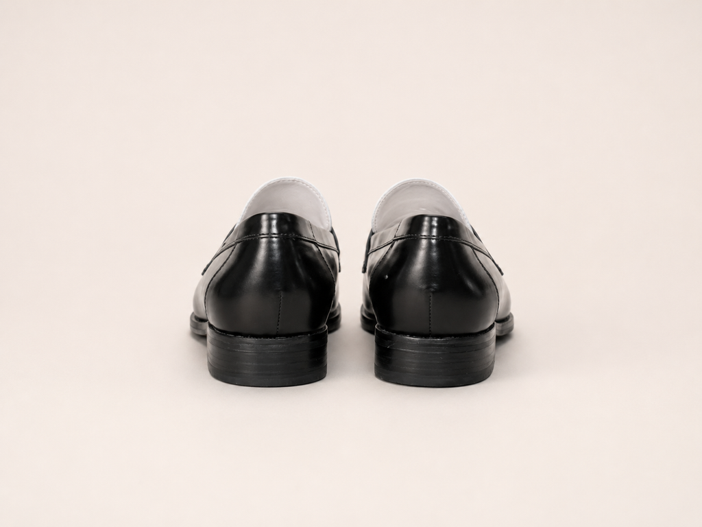 Leather Penny Loafer in Black & White