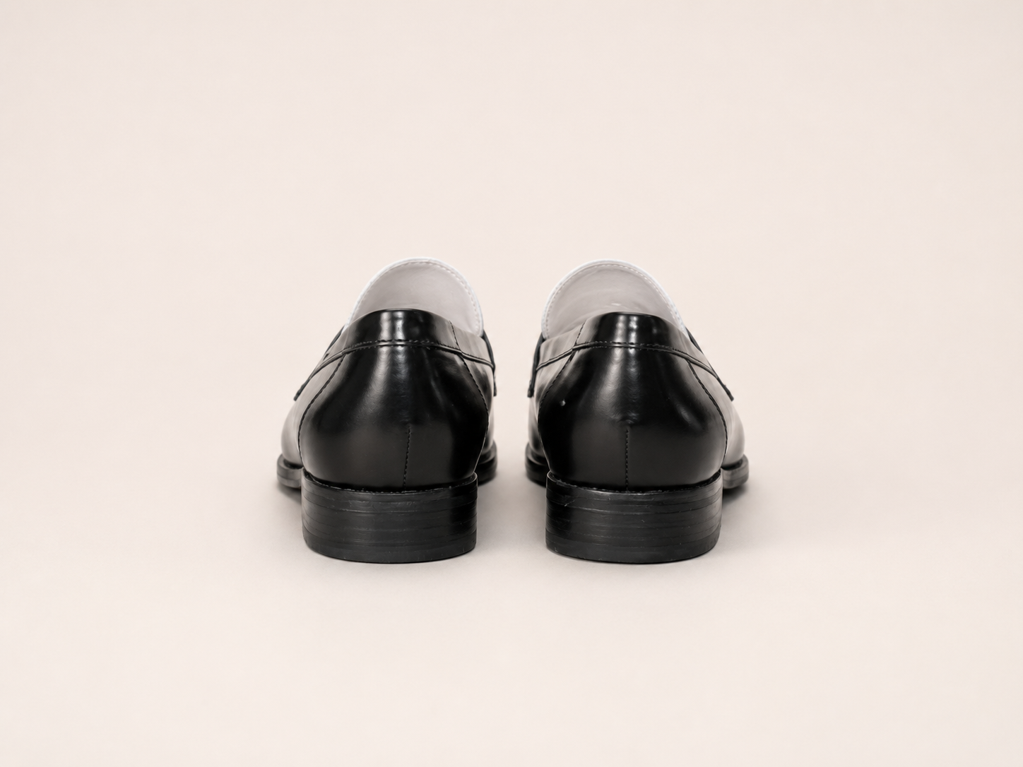 Leather Penny Loafer in Black & White