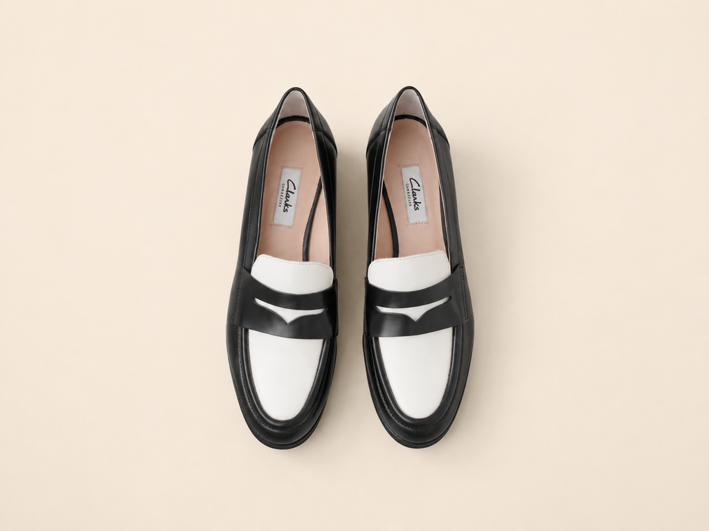 Leather Penny Loafer in Black & White