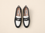 Leather Penny Loafer in Black & White