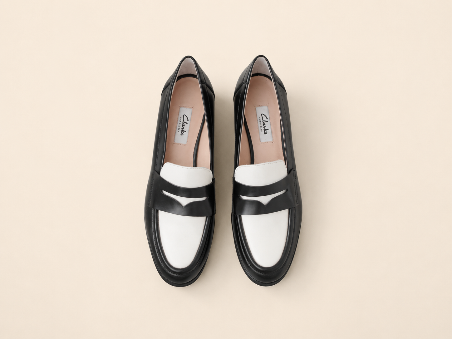 Leather Penny Loafer in Black & White