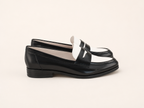 Leather Penny Loafer in Black & White