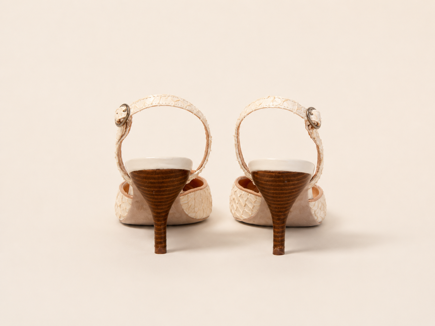 Python Slingback Heel in Ivory
