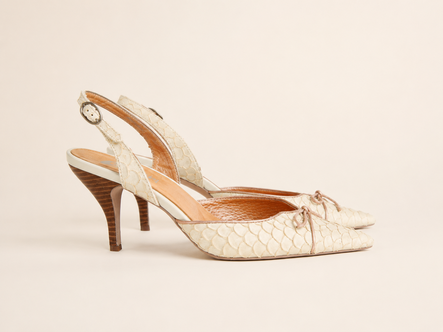 Python Slingback Heel in Ivory