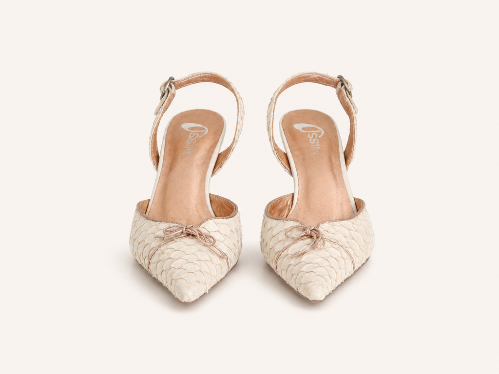 Python Slingback Heel in Ivory