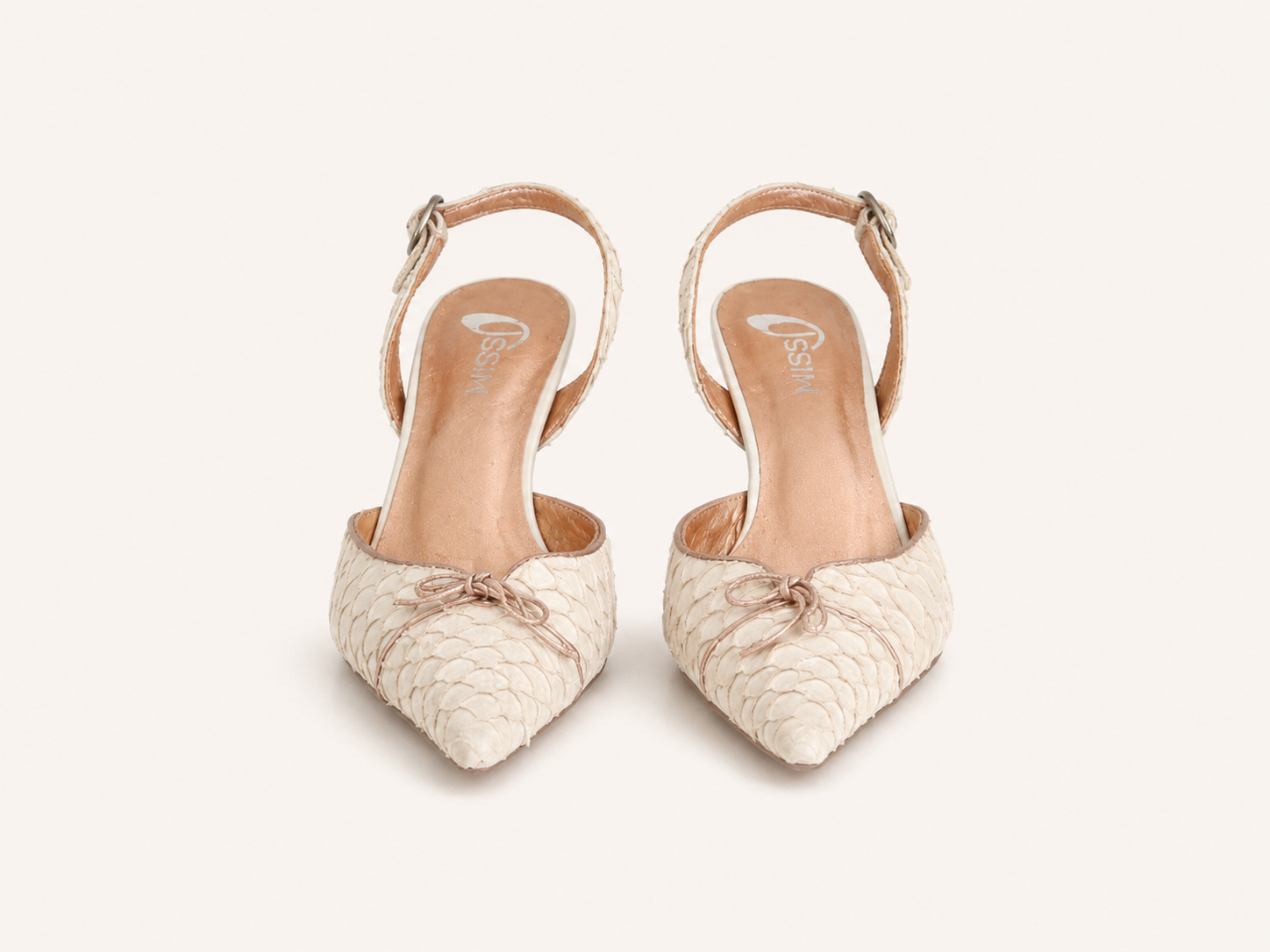 Python Slingback Heel in Ivory