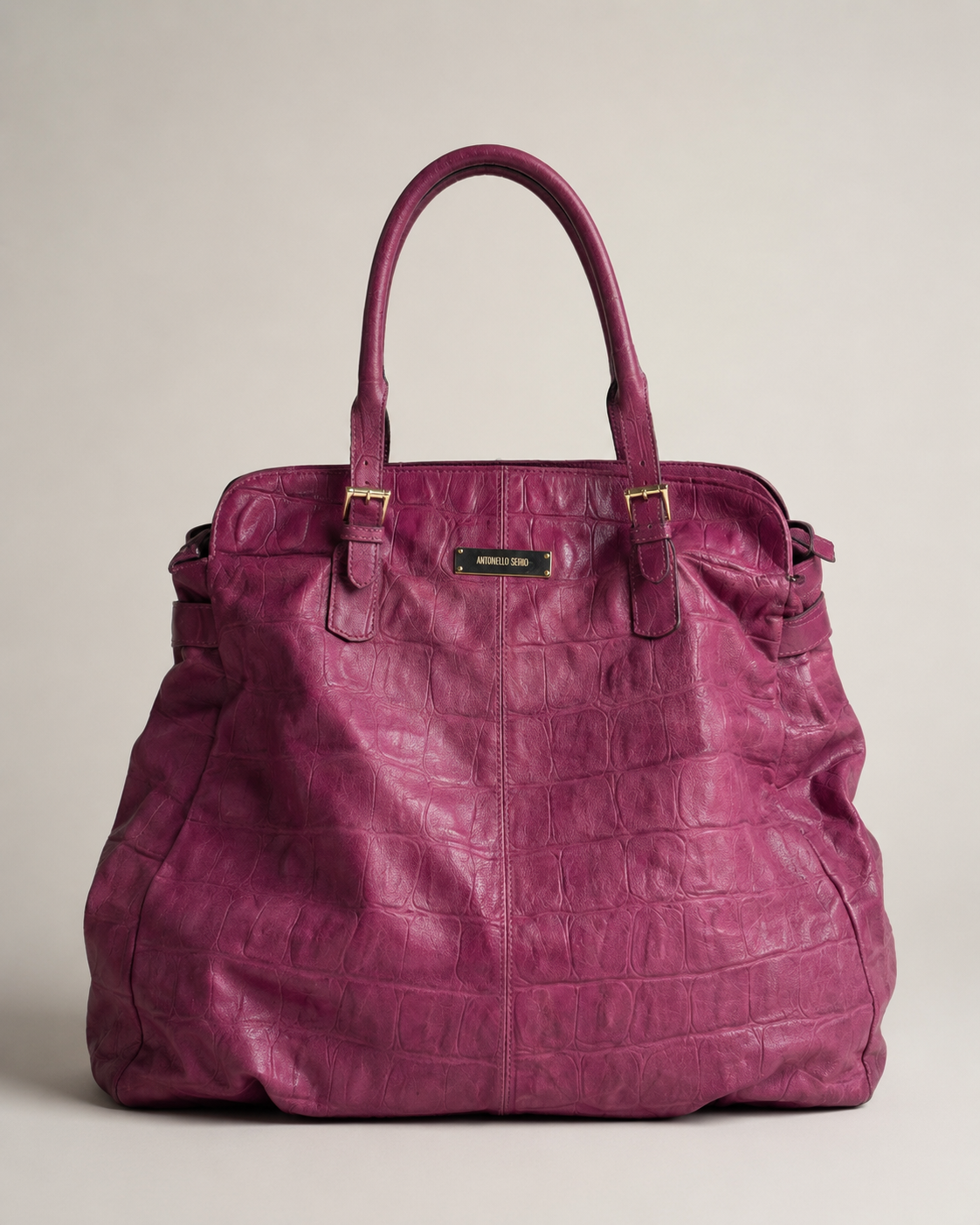 Antonello Serio Magenta Croc Shoulder Bag