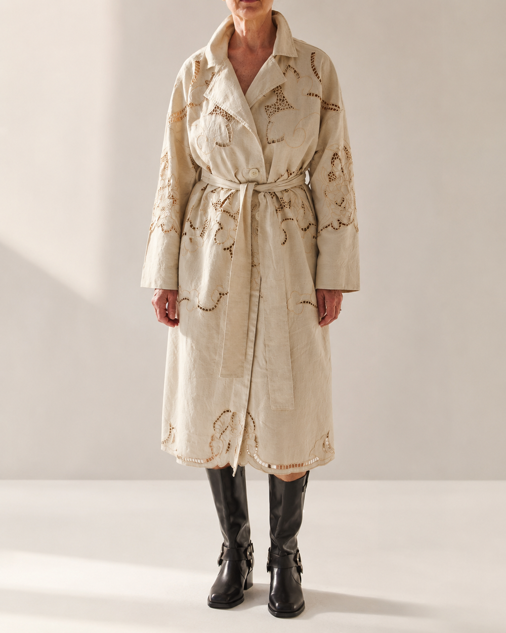Ivory Linen Trench Coat