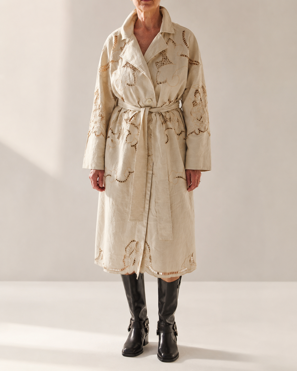 Ivory Linen Trench Coat