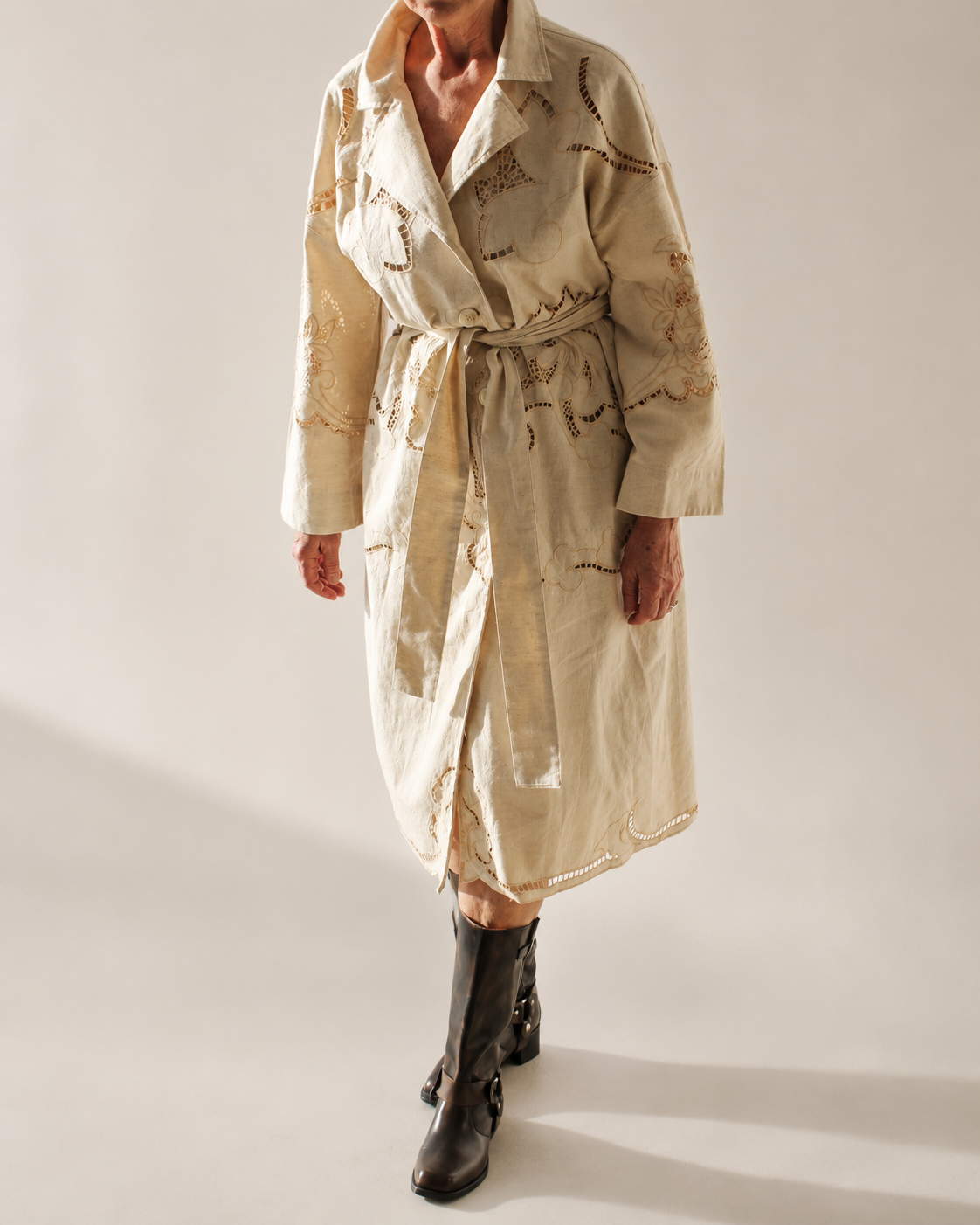 Ivory Linen Trench Coat