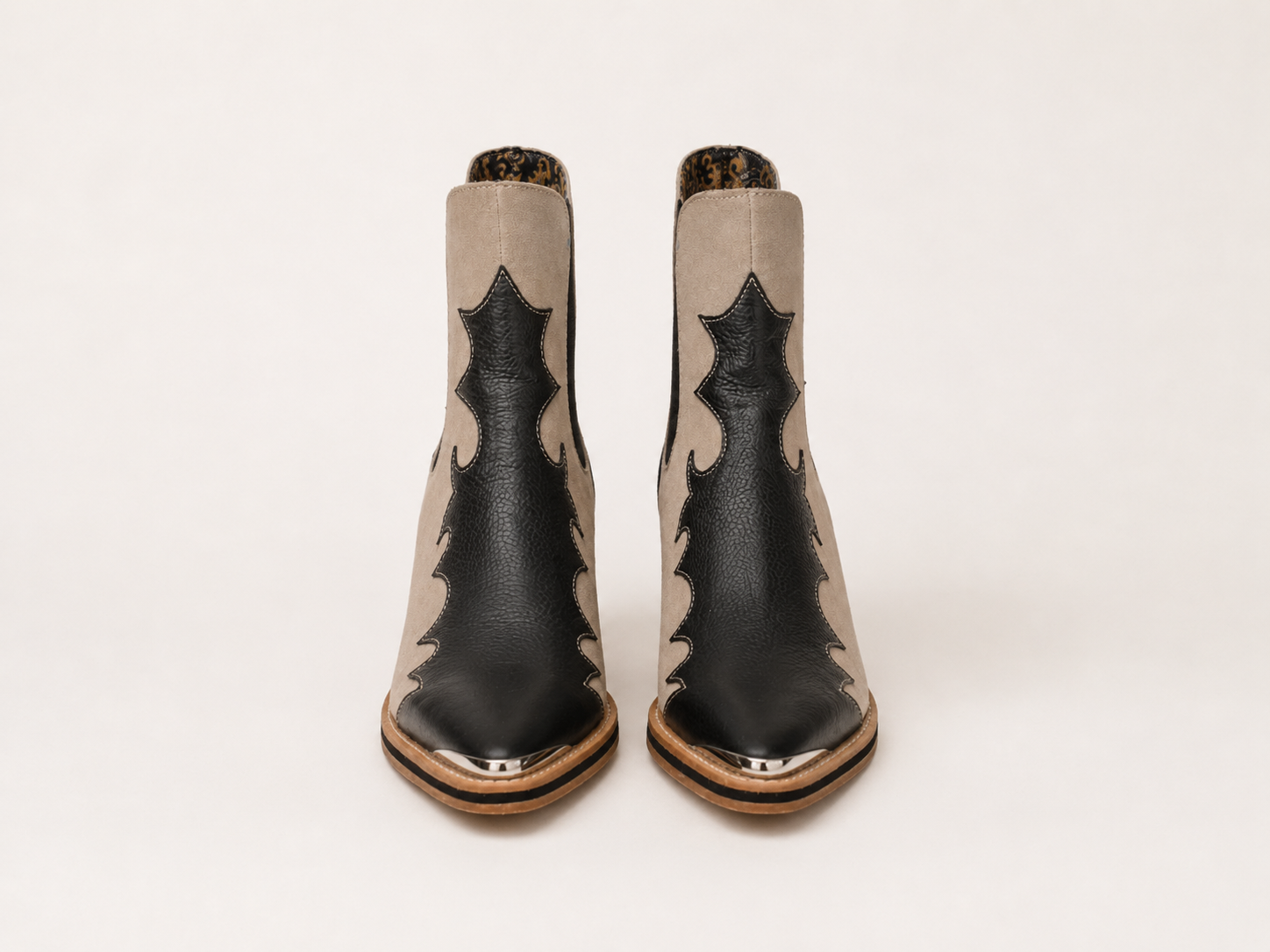 Black & Ivory Western Chelsea Boots
