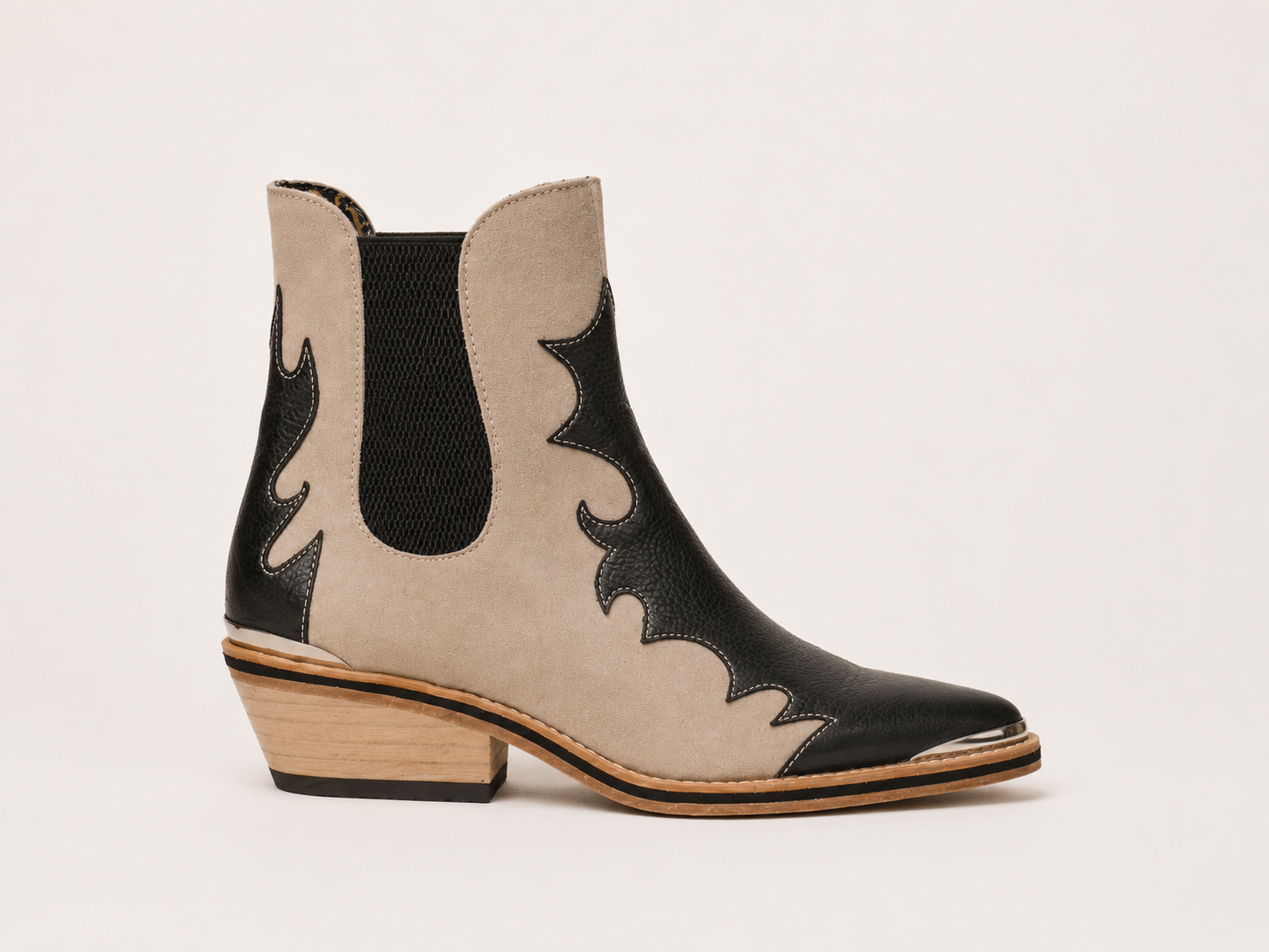 Black & Ivory Western Chelsea Boots
