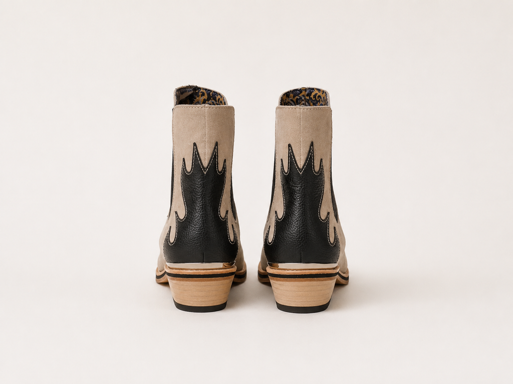 Black & Ivory Western Chelsea Boots