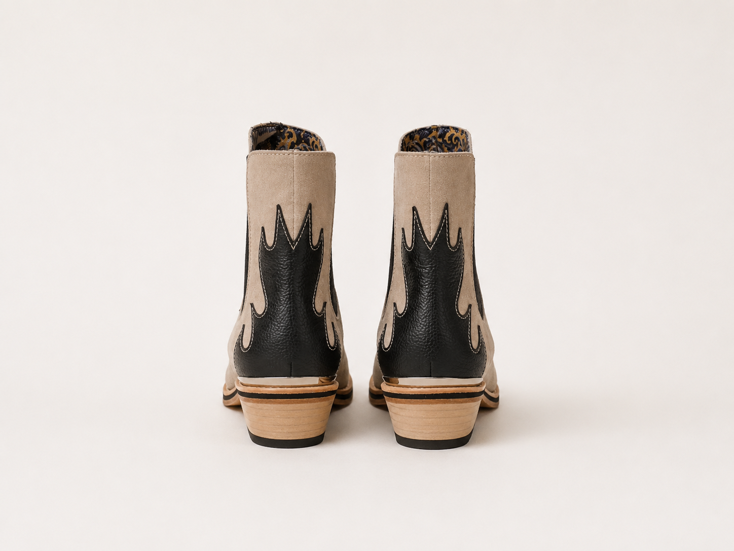 Black & Ivory Western Chelsea Boots