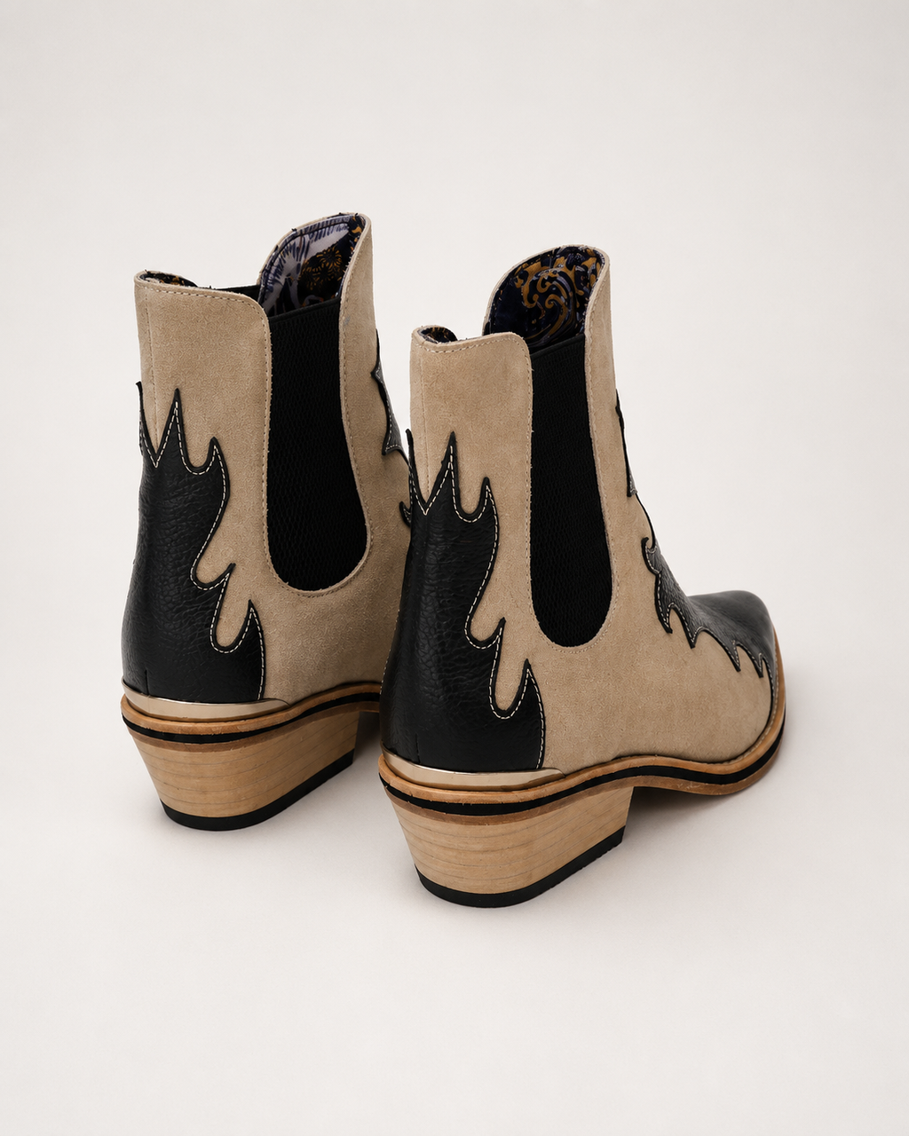 Black & Ivory Western Chelsea Boots