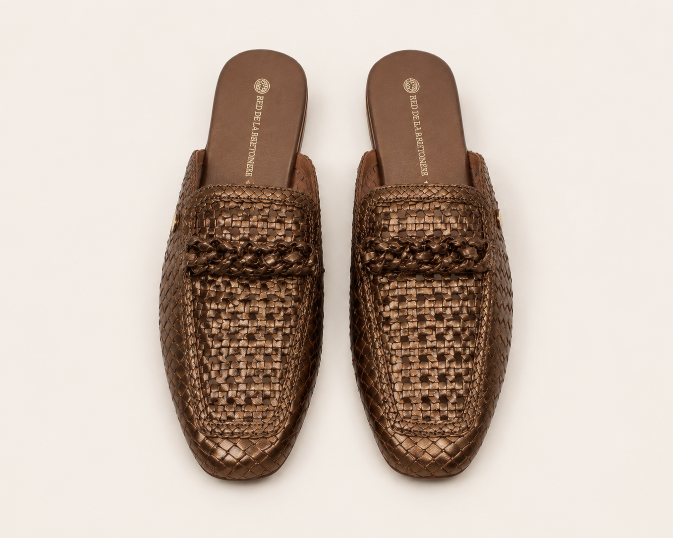 Woven Bronze Mules