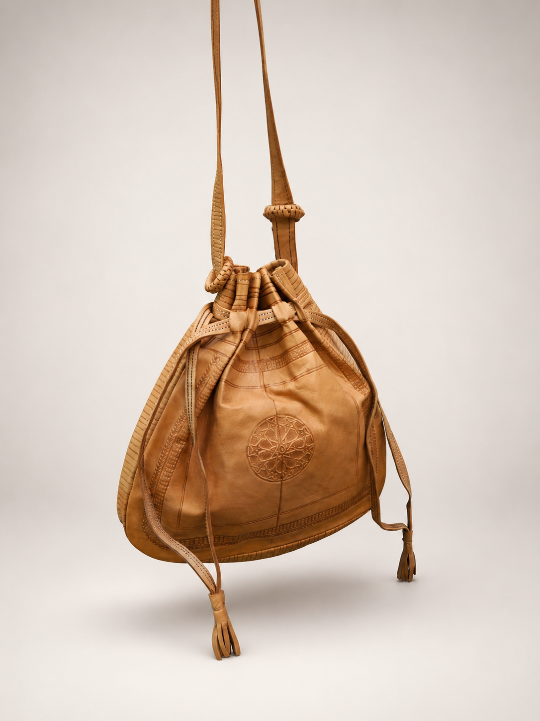 Moroccan Leather Bucket Bag
