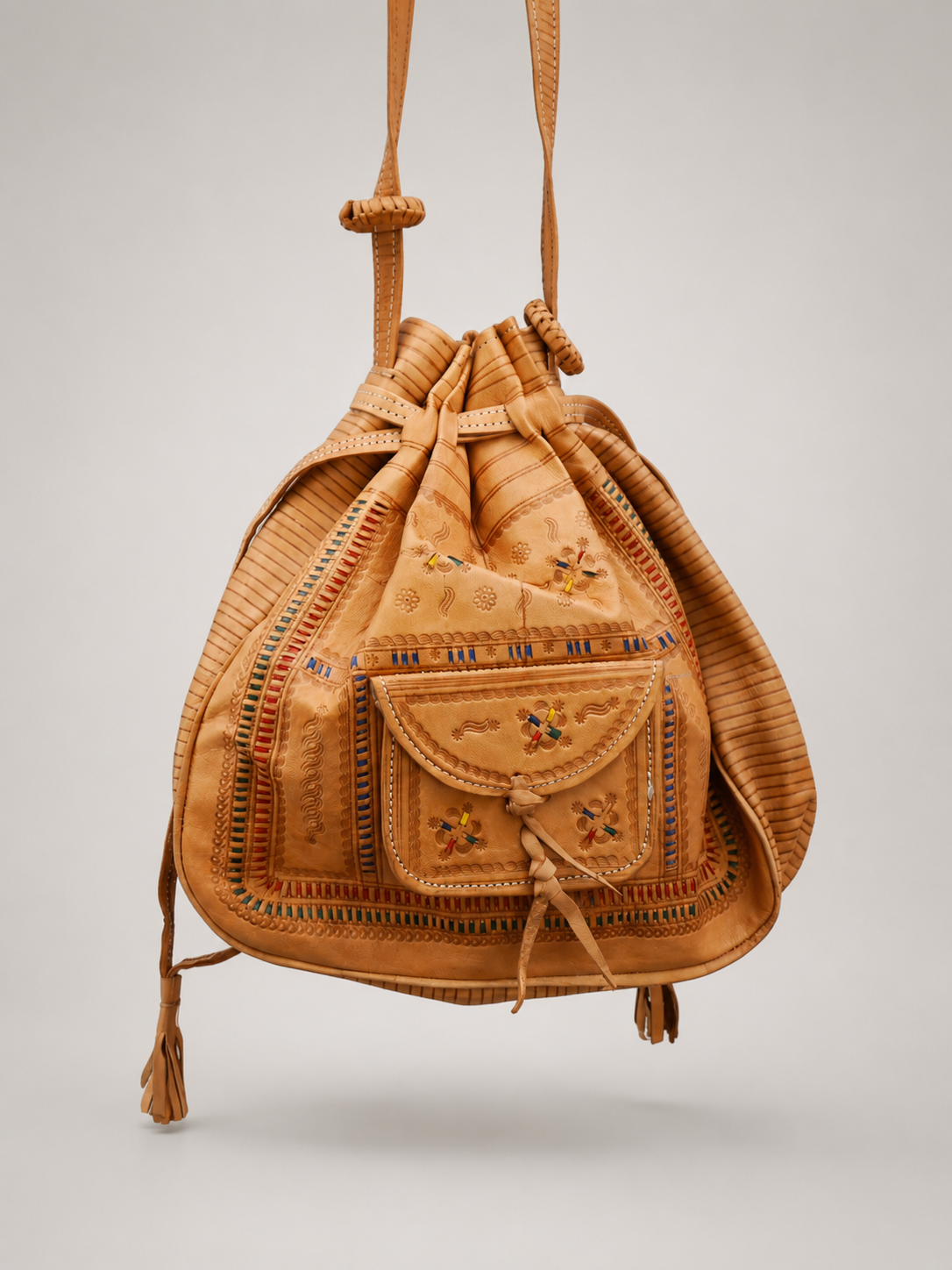 Moroccan Leather Bucket Bag