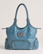 Kathy Van Zeeland Dusty Blue Faux Leather Bag