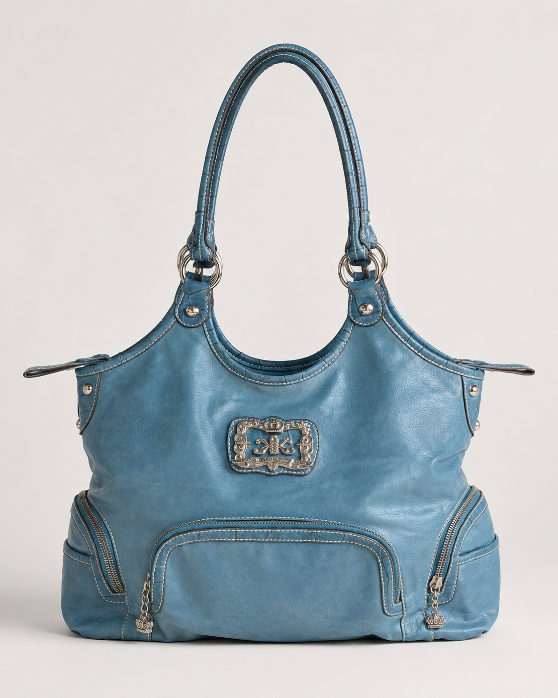 Kathy Van Zeeland Dusty Blue Faux Leather Bag