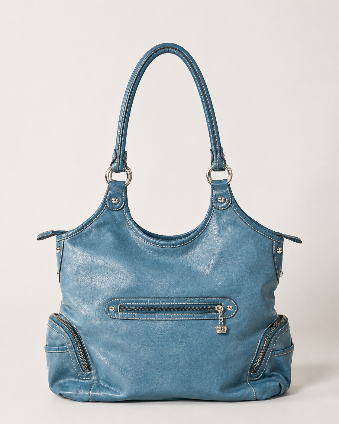 Kathy Van Zeeland Dusty Blue Faux Leather Bag