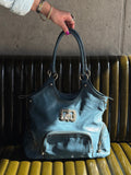 Kathy Van Zeeland Dusty Blue Faux Leather Bag