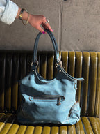Kathy Van Zeeland Dusty Blue Faux Leather Bag