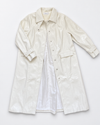 Glossy Ivory Croc-Embossed Rain Coat