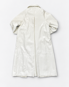 Glossy Ivory Croc-Embossed Rain Coat
